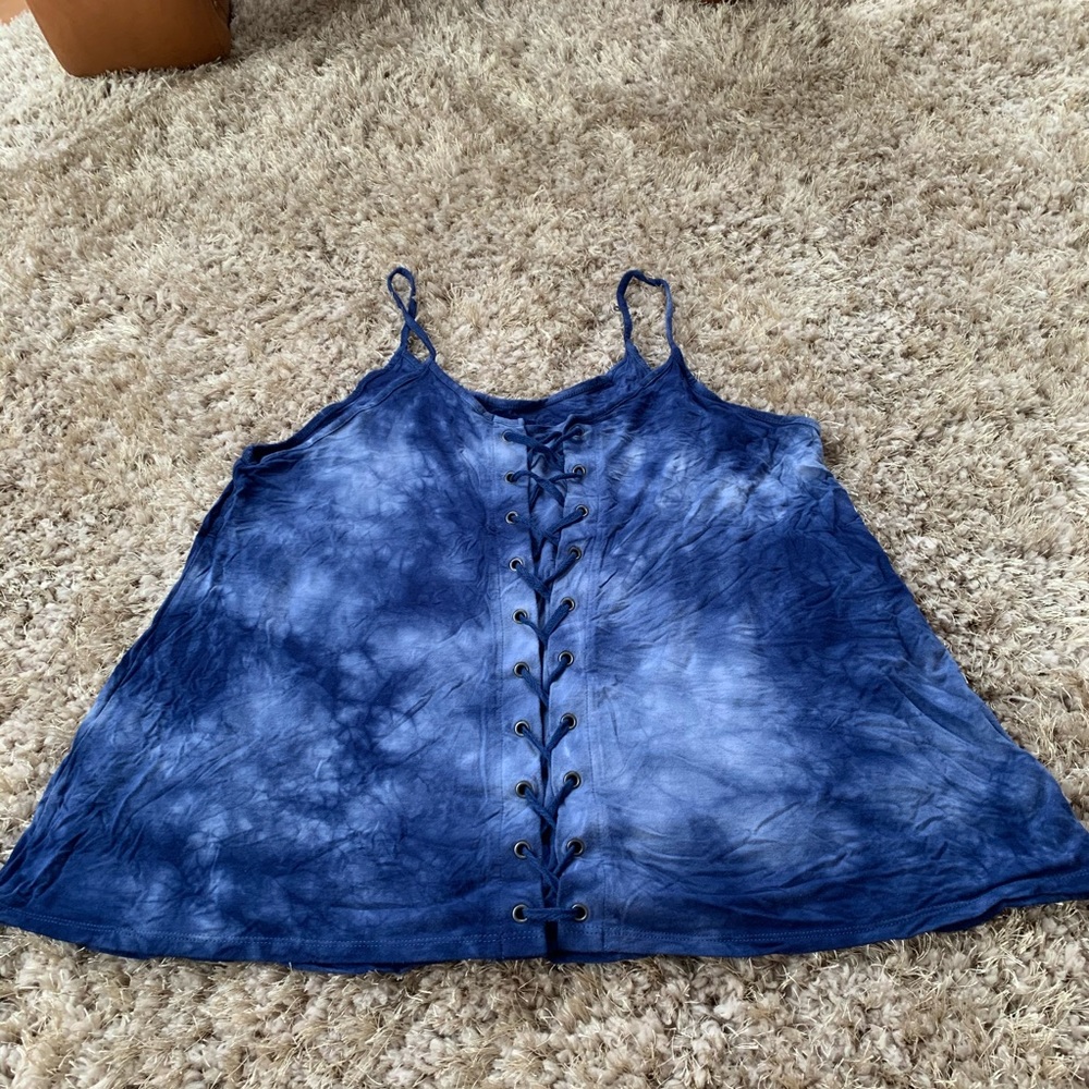American Eagle Tie Dye Lace-Up Tank